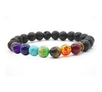 Bracelet - 7 Chakra Reiki - pierres semi-précieuses 8x5 mm - perles élastiques - 17,7 cm