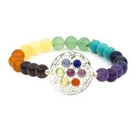 Bracelet 7 chakras fleur de vie élastique -- 0.8 cm