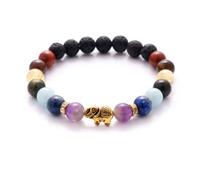 Bracelet 7 chakras - Pierre naturelle testée en Allemagne - Avec véritable pierre naturelle et perles en pierre de lave - Bracelet 7 chakras avec certificat d'authenticité - Pour homme et femme, XS-S