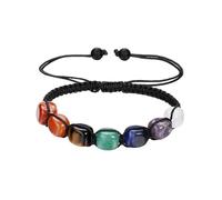 Bracelet 7 Chakras Pierres Véritables Naturelles, Bracelet Pierre Naturelle, Oeil Tigre/quartz clair/améthyste/Sodalite/aventurine verte jaune/jaspe rouge, Zen, Yoga, Bijoux Femme Homme
