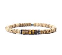 Bracelet 7 Chakras, Yeux De Tigre Naturel Pierre Bohême Bracelet De Perles De Noix De Coco Yoga Chakra Cristal Bracelet Perlé Extensible Bracelet De Perles De Pierre Porte-Bonheur pour Femmes Homm