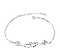 Bracelet 8 Précieuses Classique Bracelet Bracelet Bijoux Heart Bracelets For Women Teen Girls Love Heart Charm Chain Bracelet Hollow Out Heart Classique Bracelet Noir Cadeau Choix (White, One Size)