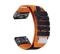 Bracelet à boucle à crochet en Nylon for Garmin Fenix 7 6X 6S 6 Pro 5X 5 5s 3HR, 22mm 26mm, bracelet de montre en tissu en toile de Sport for accessoires Garmin(Orange-Black,For Garmin 26mm S)