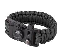 Bracelet à boucle Paracord 9" avec sifflet et boussole - Black