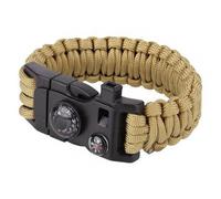 Bracelet à boucle Paracord 9" avec sifflet et boussole - Coyote