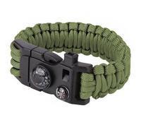 Bracelet à boucle Paracord 9" avec sifflet et boussole - Green