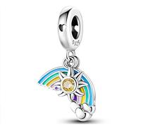 Bracelet à breloques arc-en-ciel en argent sterling 925 avec pendentif en forme de soleil et pluie