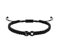 Bracelet à breloques avec initiales - Motif cœur fait main en corde tressée - Bracelet réglable pour homme avec initiales 26 lettres faites à la main pour garçons et filles, Refer to description