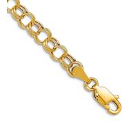 Bracelet à breloques creux en or jaune massif 10 carats à double maillon 5 mm de large pour femme, 14 centimeters, Métal, Pas de gemme