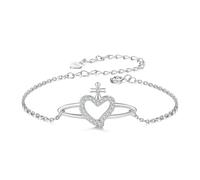 Bracelet à breloques cœur céleste, bracelet en argent sterling 925 pour femme