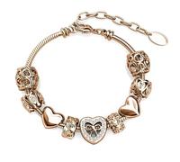 Bracelet à breloques cœur MGJ™ pour femme avec cristaux Swarovski - Bijou hypoallergénique en argent, or rose et or rose