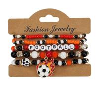 Bracelet à breloques de football élastique unisexe | Bijoux de sport pour papas, mamans, entraîneurs, matchs, jeux scolaires, activités de consolidation d'équipe