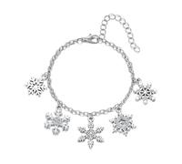 Bracelet à breloques de Noël pour femme - Bracelet tendance délicat en forme de flocon de neige - Breloque dorée - Accessoire de costume de Noël - Bijoux de fête de Noël, Medium, Acier allié, Pas de