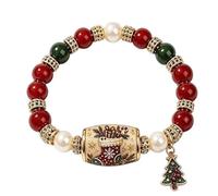 Bracelet à breloques de Noël réglable en forme d'arbre à perles | Facile à superposer avec d'autres bracelets pour un look empilable, adapté pour les fêtes de jour et les soirées