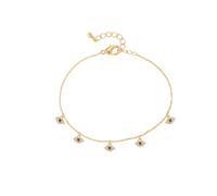 Bracelet à breloques délicat en oxyde de zirconium pour femme avec pendentif Ojo Turco en strass et chaîne réglable empilable - Amulette porte-bonheur bohème turque - Bijou tendance - Cadeau pour elle