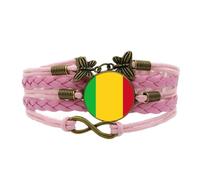 Bracelet À Breloques Drapeau du Mali - Bracelet Tissé en Cuir Multicouche avec Bras De Verre,Bracelets À Dôme en Verre Drapeau Malien Ajustable Cadeau De Bijoux Souvenir pour Hommes Femmes,Ro