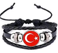 Bracelet à breloques drapeau national de la Turquie, bracelet tressé, bracelet d'équipe de football, bracelet à main Nice and Deft