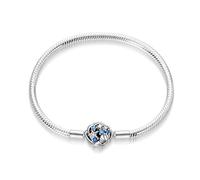 Bracelet à breloques en argent sterling 925 pour Pandora porte-bonheur éternel en forme de cœur avec fermoir en maille serpent et oxyde de zirconium 5A - Convient à tous les bracelets à breloques