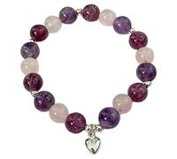 Bracelet à breloques en argent sterling avec améthyste, quartz rose et lépidolite - Cadeau pour la fête des mères, la Saint-Valentin, un anniversaire de mariage, Noël, un anniversaire, une petite amie
