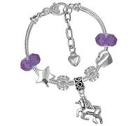 Bracelet à breloques en cristal scintillant licorne magique avec coffret cadeau pour filles Lady (Violet)