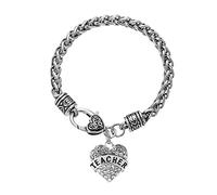 Bracelet à breloques en forme de cœur pour mère, enseignante, maman, Ceystal, famille, anniversaire, amour, bracelets d'amis, boucles d'oreilles pendantes en pierre, M, Métal, Pas de gemme