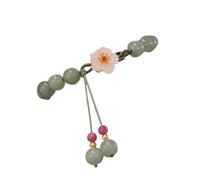 Bracelet à breloques en jade avec fleur de pêche pour femme - Agate rouge antique, taille unique, Pierre, Pas de gemme