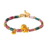 Bracelet à breloques Feng Shui en tourmaline avec symboles de cheval et de poisson pour l'abondance et la chance | Amulette d'équilibre des sept chakras pour le zodiaque 2026, One Size, Pierre, Pas de