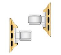 Bracelet à breloques italiennes 9 mm en acier inoxydable pour bracelet Nomination 38 mm, 40 mm, 41 mm, 42 mm, 44 mm, 45 mm, 46 mm pour Apple Watch iWatch 1-11 SE Ultra, 9mm, Métal, Pas de gemme