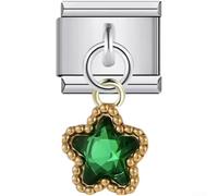 Bracelet à breloques italiennes avec pendentif en forme de losange en acier inoxydable conçu pour les tendances de la mode contemporaine (#vert)