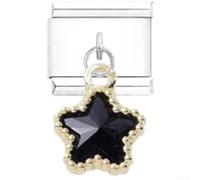 Bracelet à breloques italiennes avec pendentif en forme de losange en acier inoxydable conçu pour les tendances de la mode contemporaine (#noir)