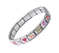 Bracelet à breloques italiennes en acier inoxydable pour femme avec maillons décoratifs, breloque réglable pour voyage, soirée, cocktail, mariage, Siehe Beschreibung, Acier inoxydable, Voir