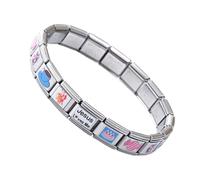Bracelet à breloques modulaire italien en acier inoxydable fait à la main - Accessoire élégant pour trouver des bijoux - Pour rendez-vous, camping, banquet, plage, voyage, mariage, Refer to