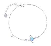 Bracelet à breloques plaqué argent pour femme Motif planète et étoile, One Size, Métal, Pas de gemme