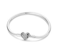 Bracelet à breloques pour femme en argent sterling, fermoir en forme de cœur, bracelet à chaîne serpent, bracelet européen de voyage, bijoux compatibles avec les breloques Pandora