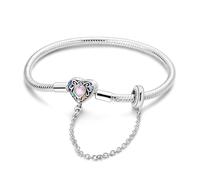 Bracelet à breloques serpent rose avec fermoir en forme de cœur pour femme en argent sterling, bracelet européen en filigrane avec breloque attrape-rêves, bijou compatible avec les breloques Pandora