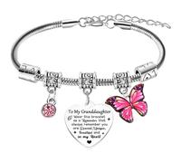 Bracelet à breloques « To My Granddaughter » - Cadeau pour petite-fille - Cadeau d'anniversaire de remise de diplôme pour sa petite-fille