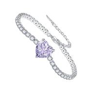Bracelet à chaîne en forme de cœur | Bracelet à breloques à maillons réglables simples pour anniversaire, Saint-Valentin, mariage, Refer to description, Cuivre, zircon, Unisexe