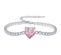 Bracelet à chaîne en forme de cœur | Bracelet à breloques à maillons réglables simples pour anniversaire, Saint-Valentin, mariage, Refer to description, Cuivre, zircon, Unisexe