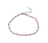 Bracelet à cordes rouges compact, bracelet en argent sterling 925 pour femme (Medium,red)