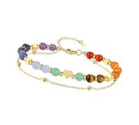 Bracelet à deux couches en pierre précieuse naturelle avec breloque en forme de cœur modifiable pour femme, One Size, Comme décrit