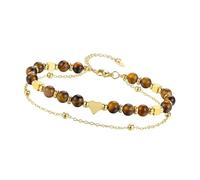 Bracelet à deux couches en pierre précieuse naturelle avec breloque en forme de cœur modifiable pour femme, One Size, Comme décrit