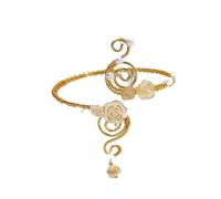 Bracelet à fleurs for le haut du bras, coquillage Boho, étoile de mer | Rose de perle d'imitation féerique, bijoux de fête ouverts en spirale