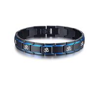 Bracelet à maillons 2 tons noir bleu en acier inoxydable symbole de foi religieuse pour homme garçon frère Mason Link Bracelet cadeau pour homme Bonne chance Protection Bijoux Outil pour enlever la
