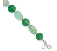 Bracelet à maillons en argent sterling 925 avec aventurine et fluorite de 12,15 mm avec extension de 3 cm et 18 cm pour femme