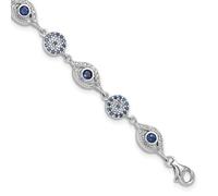 Bracelet à maillons en argent sterling 925 plaqué rhodium avec zircone cubique bleu et blanc 5,25 mm avec extension de 4 cm - Bracelet à maillons de 18 cm pour femme