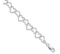 Bracelet à maillons en argent sterling 925 plaqué rhodium poli avec grand cœur 20,3 cm pour femme