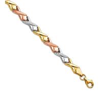 Bracelet à maillons en or massif 10 carats poli et brossé 19 cm pour femme