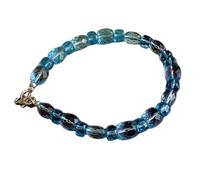 Bracelet à maillons en topaze bleue naturelle, pierres précieuses de taille coussin et boîte, couleur bleue, 8x8-5x5 mm, bracelet empilable de 19 cm (7,5 pouces), bijou fait main |LK_SLNK_00177