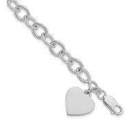 Bracelet à maillons fantaisie en argent sterling 925 plaqué rhodium avec cœur pour femme, 18 centimeters, Métal Argent Métal Rhodium Argenté, Pas de gemme