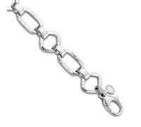 Bracelet à maillons géométriques martelés en argent sterling 925 plaqué rhodium 14,65 mm avec extension de 1 cm pour femme